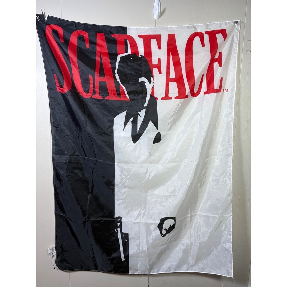 Scarface Movie Poster Flag Tapestry Tony Montana Black White Red 35x47